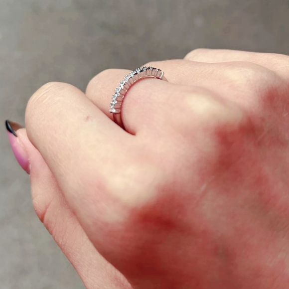 Silver Cubic Zirconia Half-Eternity Ring/Band - Picture 5 of 6